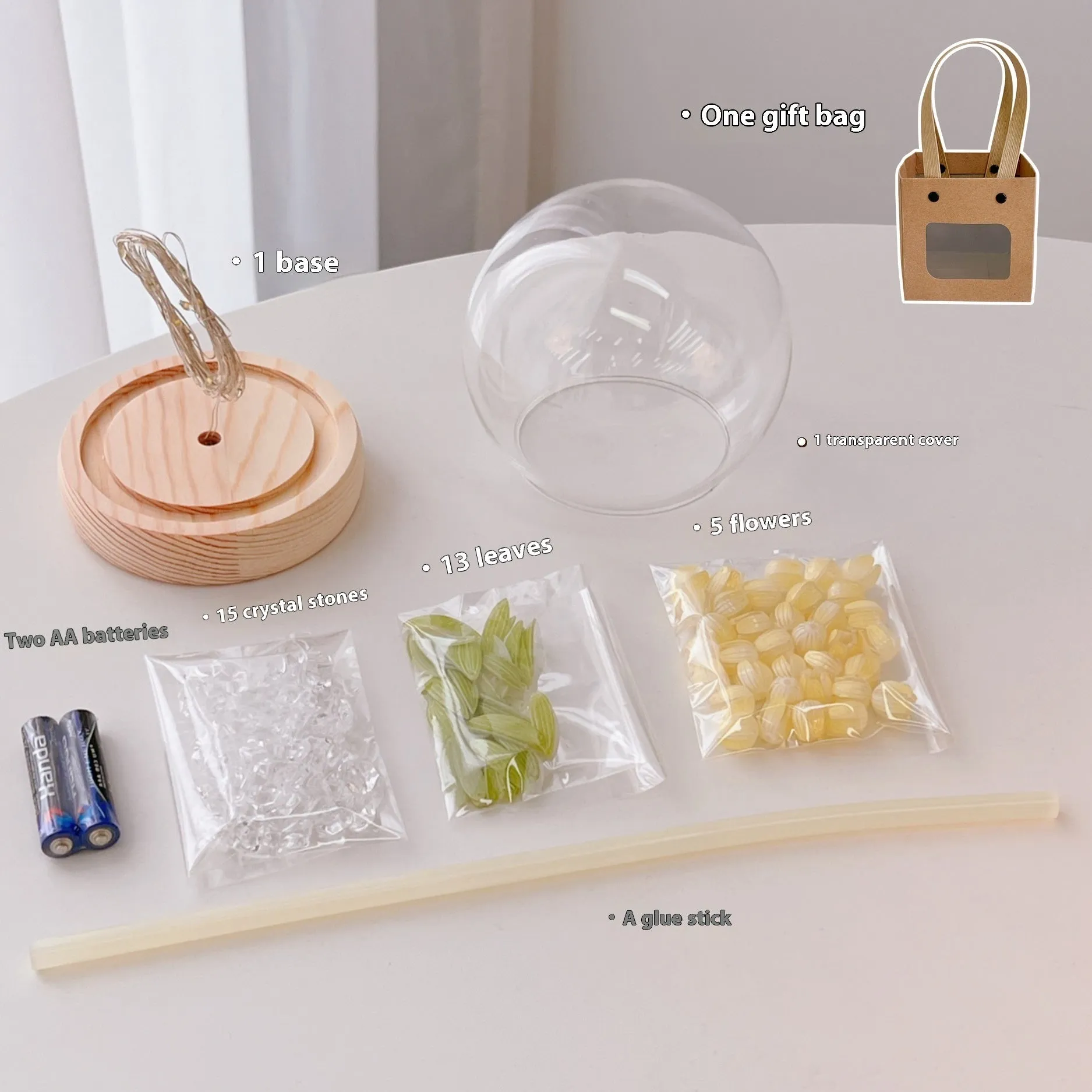 LED tulip artificial flower small night lamp battery-powered 1W pink DIY material package