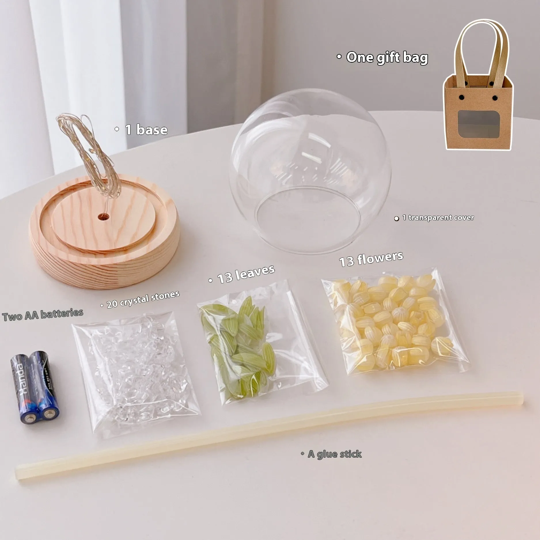 LED tulip artificial flower small night lamp battery-powered 1W pink DIY material package