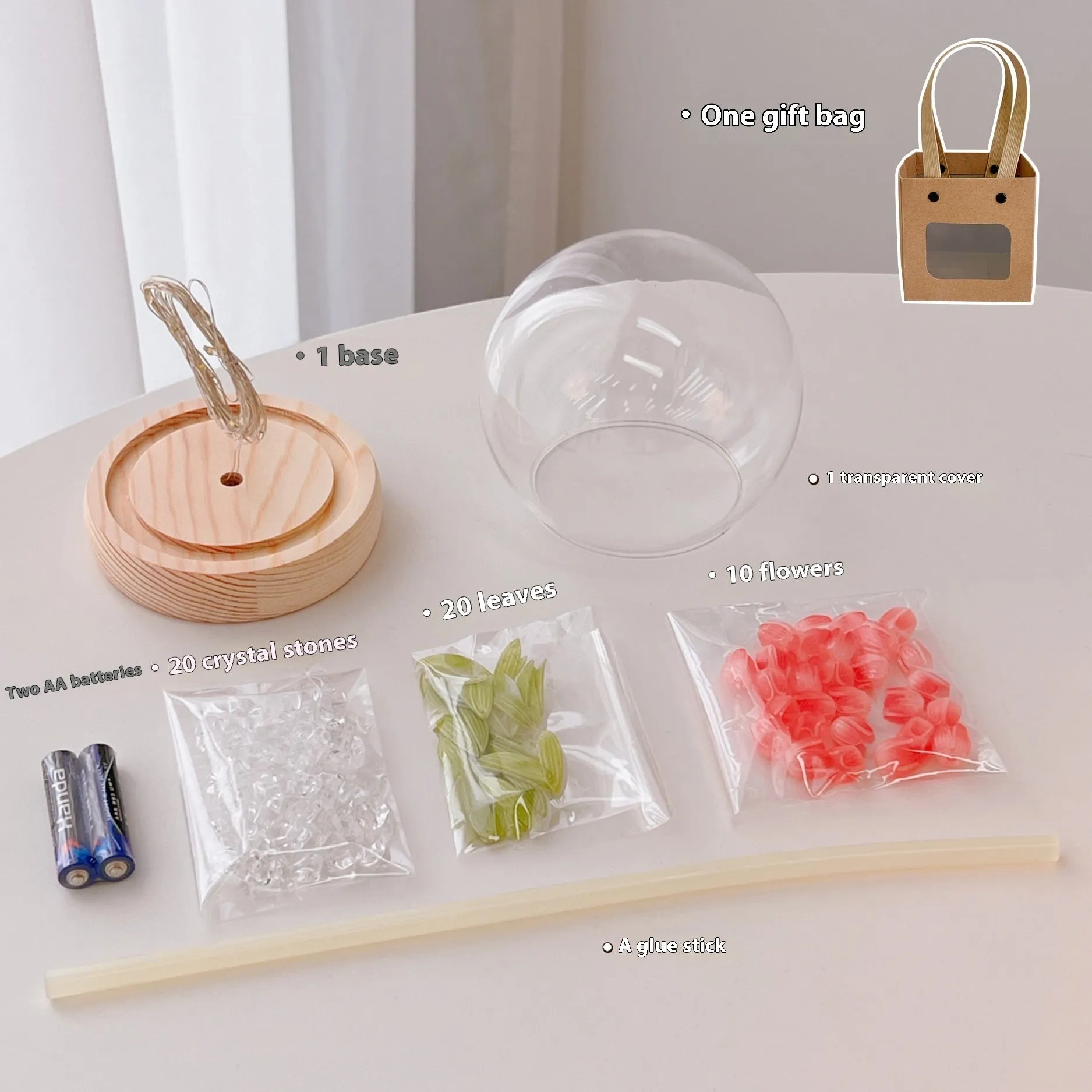 LED tulip artificial flower small night lamp battery-powered 1W pink DIY material package