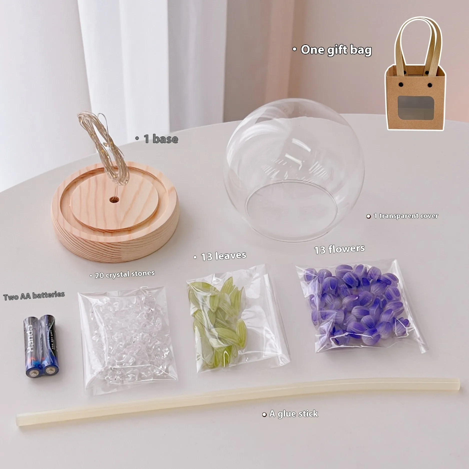 LED tulip artificial flower small night lamp battery-powered 1W pink DIY material package