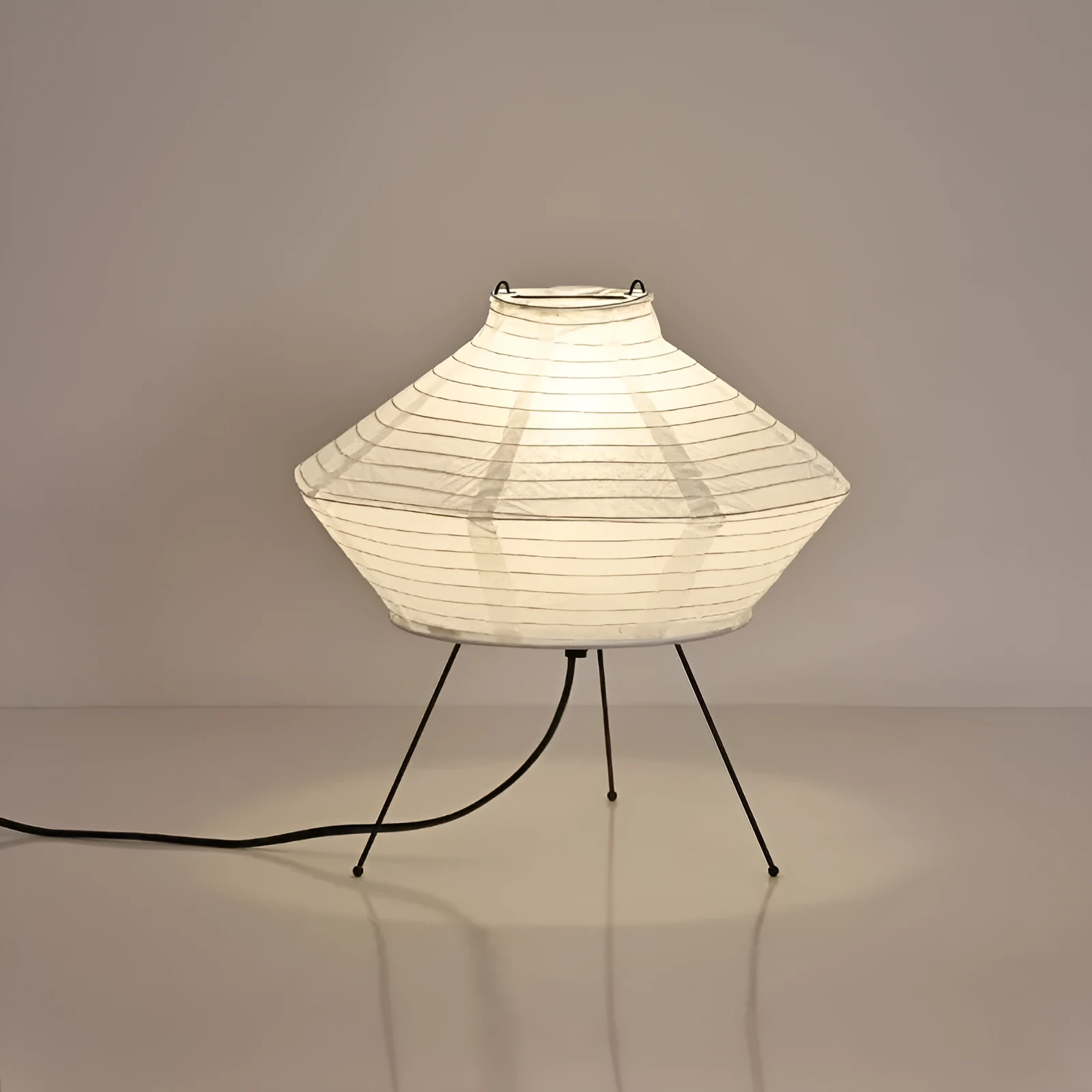 Japanese-style simple rice paper vertical table lamp bedside use 30cm diameter 32cm height