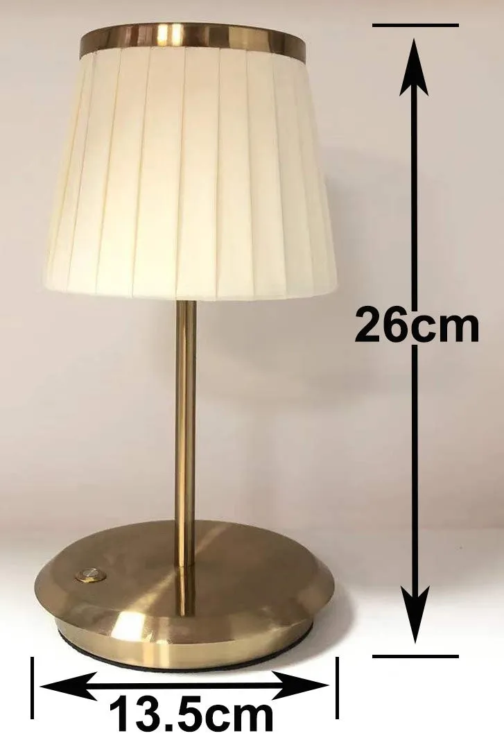 Alloy desk lamp with LED, rechargeable 5200mAh battery, gold silver finish