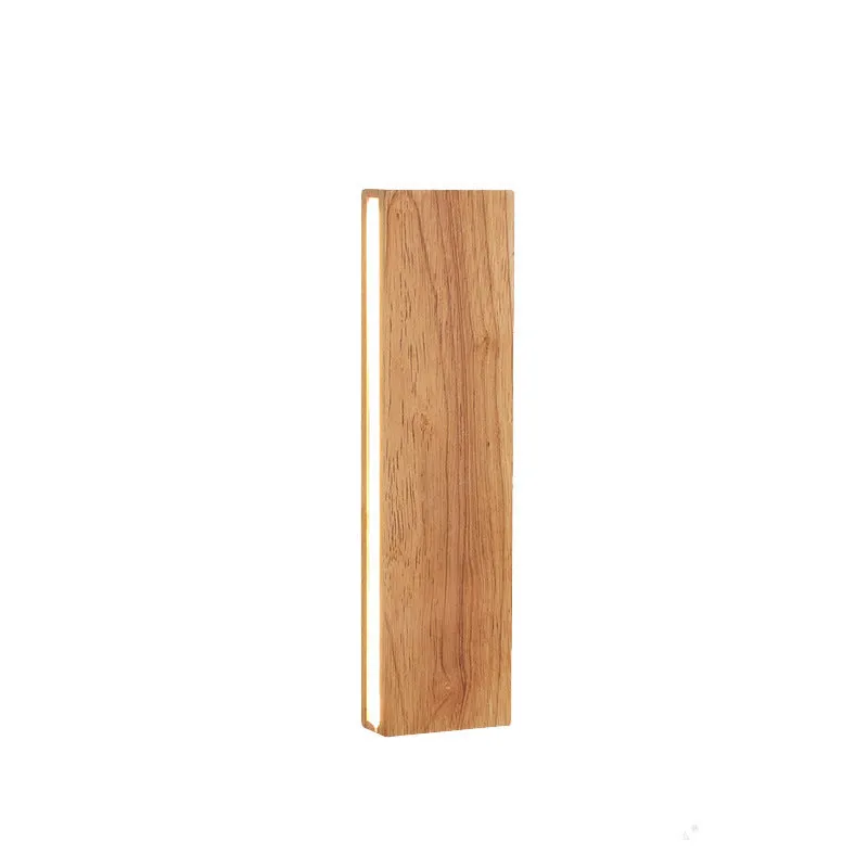 Solid wood bedroom bedside LED wall lamp in Nordic Japanese style, 22cm size, warm light wooden finish