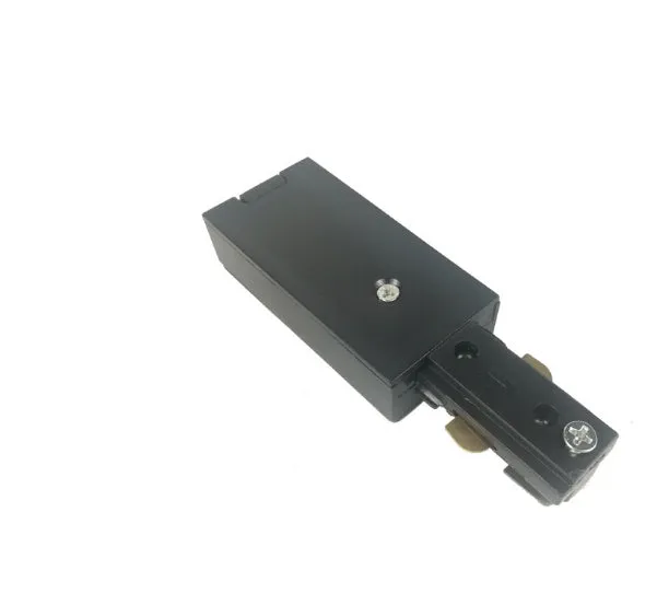 Three-wire LED track spotlight in black finish, 180x180mm, with PC and copper construction on a ceiling track