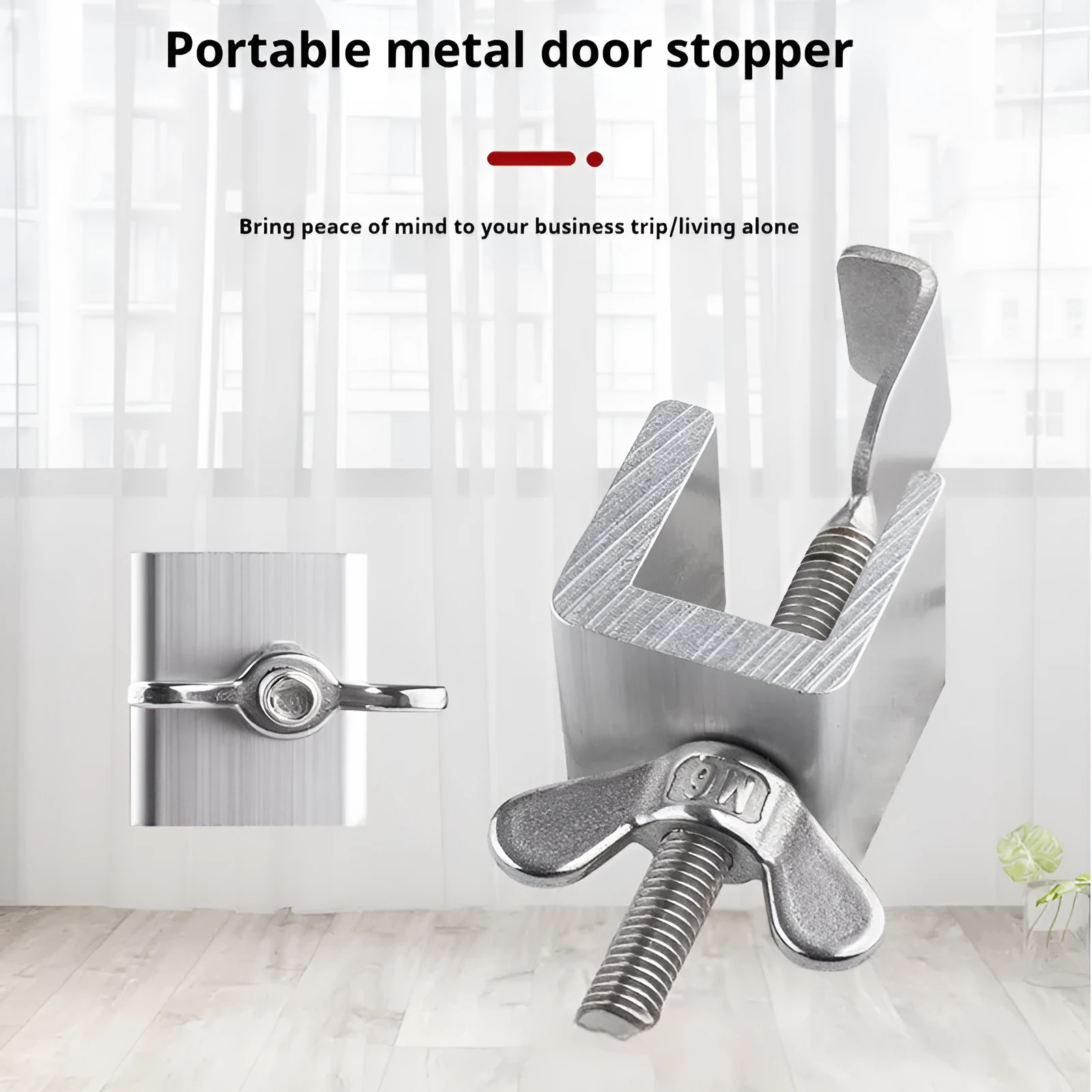 Portable hotel security lock door stopper in stainless steel and aluminium alloy