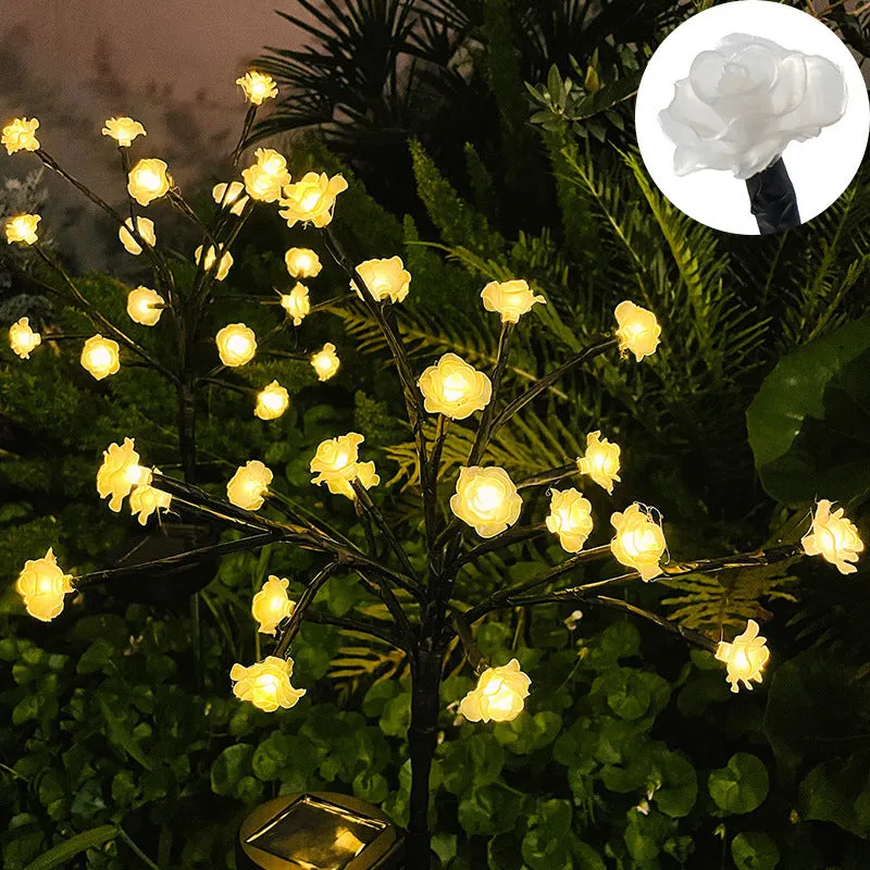 Outdoor solar LED garden ground lamp in flower shape with PVC shell and IP65 protection