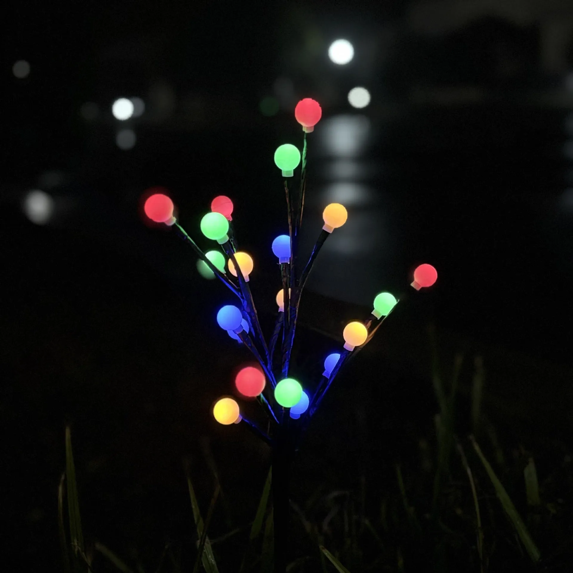Outdoor solar LED garden ground lamp in flower shape with PVC shell and IP65 protection