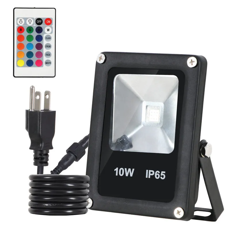 Black aluminium LED flood light for outdoor building and industrial illumination.