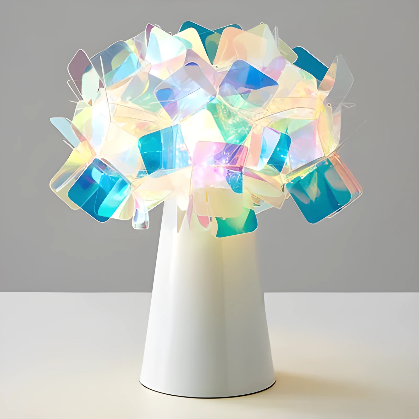 Nordic-style decorative table lamp with metal holder in black, showing warm, white, and neutral light settings.