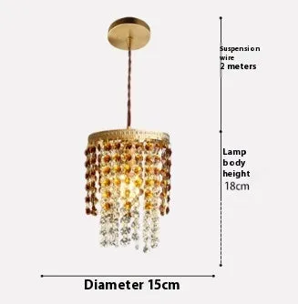 Retro green glacier crystal small droplight on bedside table showing warm LED light from E14 4W bulb