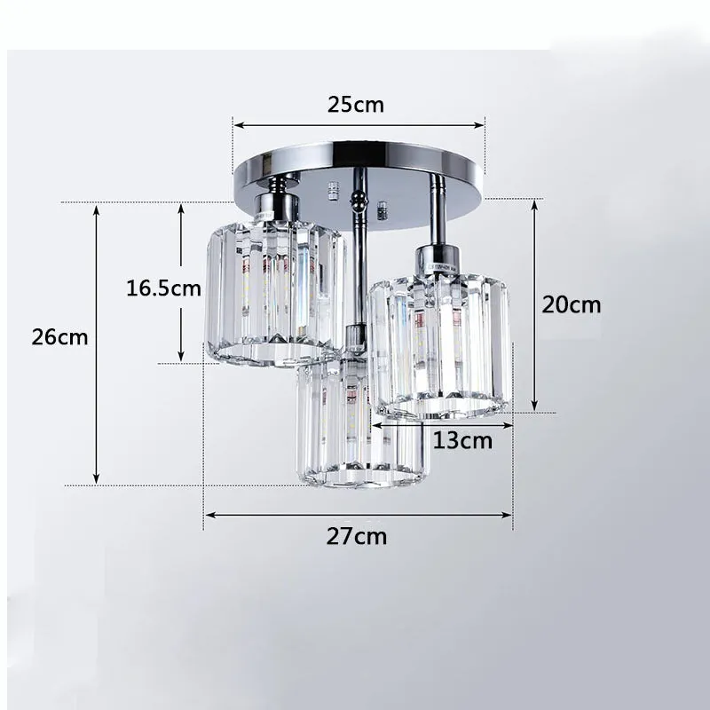 Modern crystal ceiling light in black finish with metal frame and crystal accents for corridor or entrance use