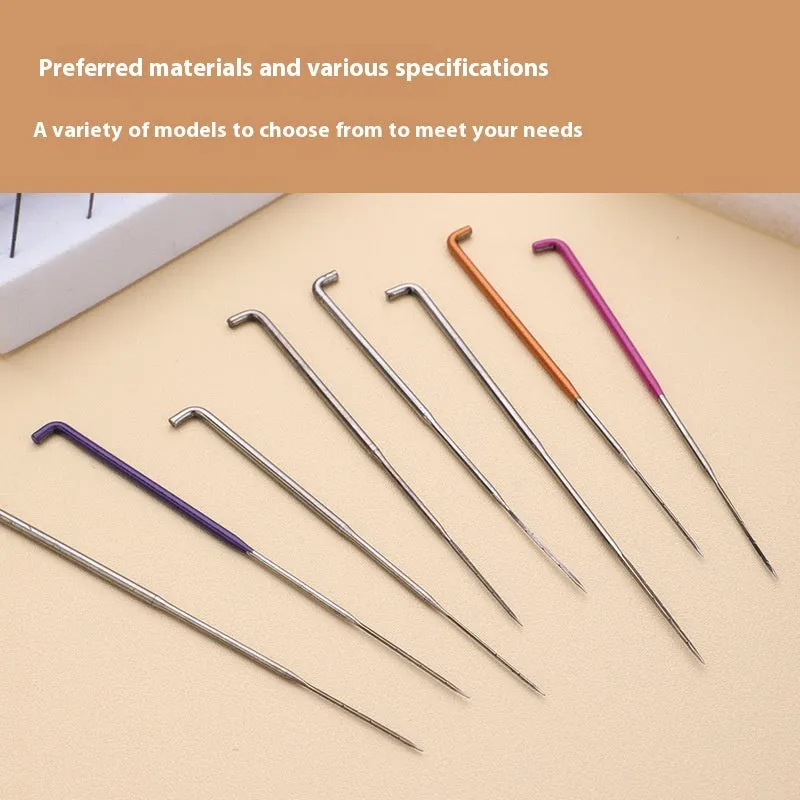 Wool felt stamp pin handicraft tool with multiple needle thickness options including thick, thin, and star needles.