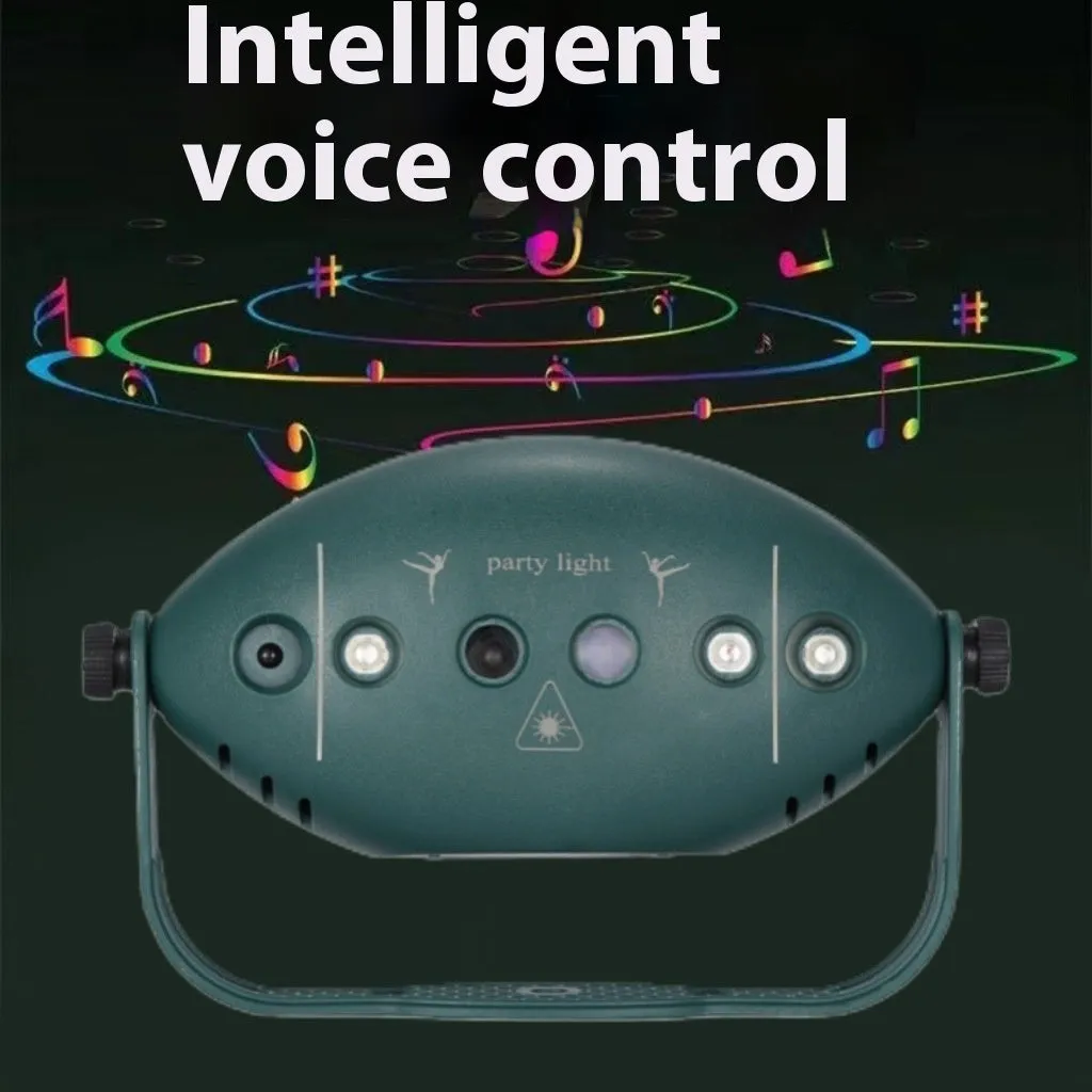 KTV Halloween disco projection lamp with 72 green figures, remote control, and mounting bracket