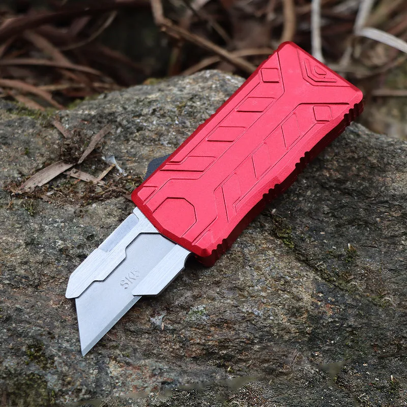 Alloy Outdoor A folding knife with SK5 alloy blade, 135mm full length, shown in a colour variant with removable blade