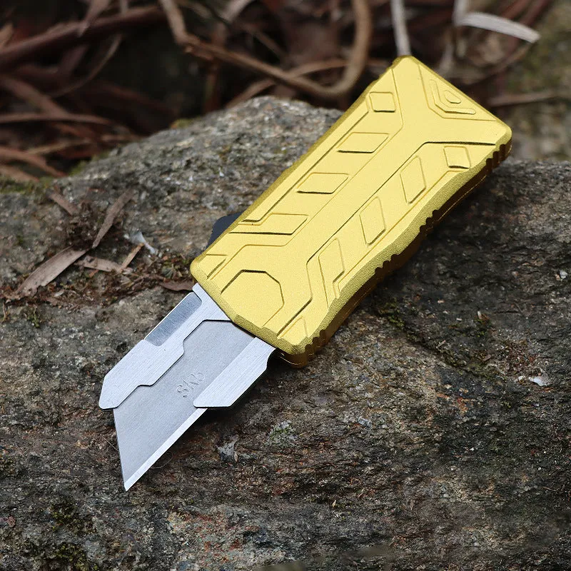 Alloy Outdoor A folding knife with SK5 alloy blade, 135mm full length, shown in a colour variant with removable blade