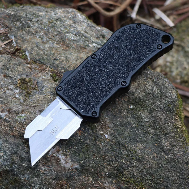 Alloy Outdoor A folding knife with SK5 alloy blade, 135mm full length, shown in a colour variant with removable blade