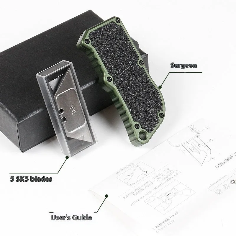 Alloy Outdoor A folding knife with SK5 alloy blade, 135mm full length, shown in a colour variant with removable blade