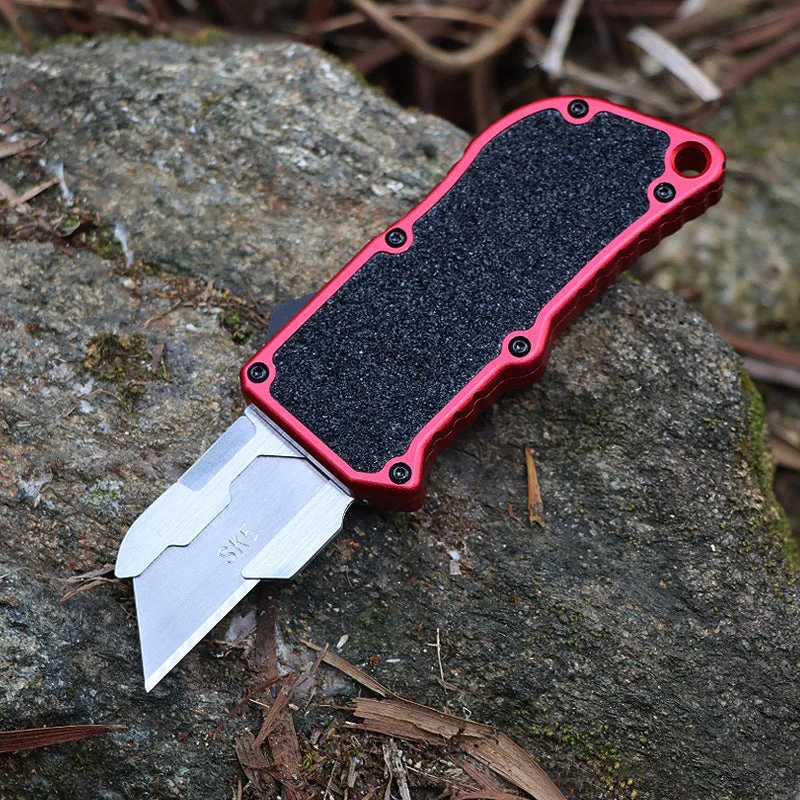 Alloy Outdoor A folding knife with SK5 alloy blade, 135mm full length, shown in a colour variant with removable blade