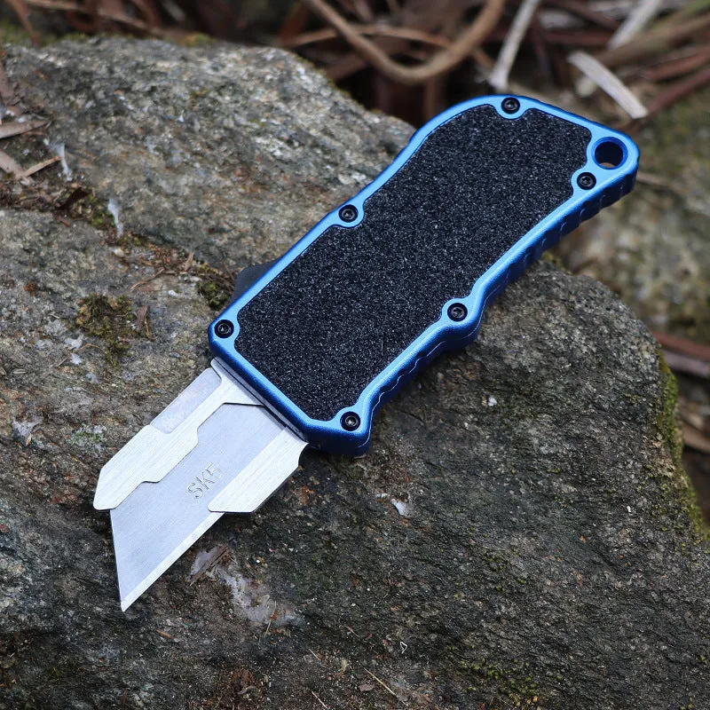 Alloy Outdoor A folding knife with SK5 alloy blade, 135mm full length, shown in a colour variant with removable blade