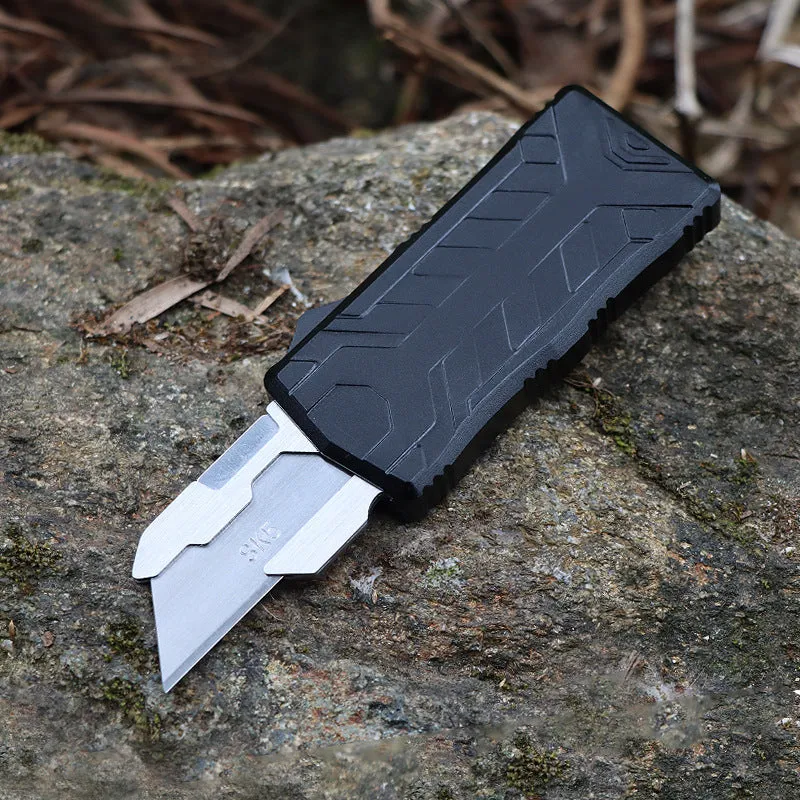 Alloy Outdoor A folding knife with SK5 alloy blade, 135mm full length, shown in a colour variant with removable blade