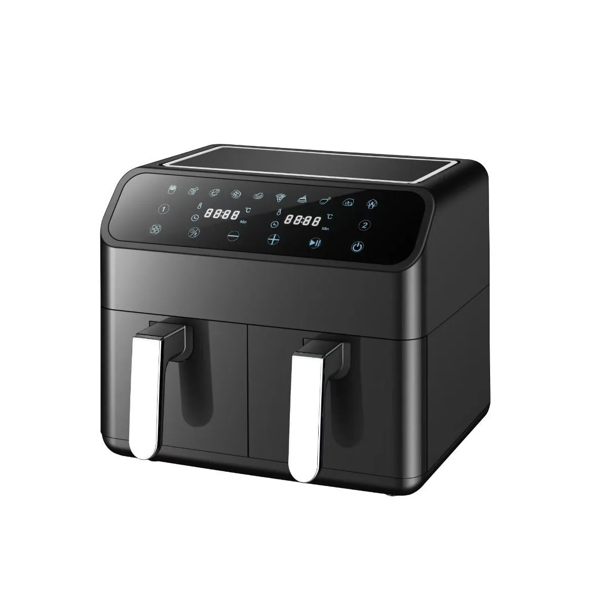 Household multi-function double pot air fryer 8L stainless steel with touch screen and dual baskets