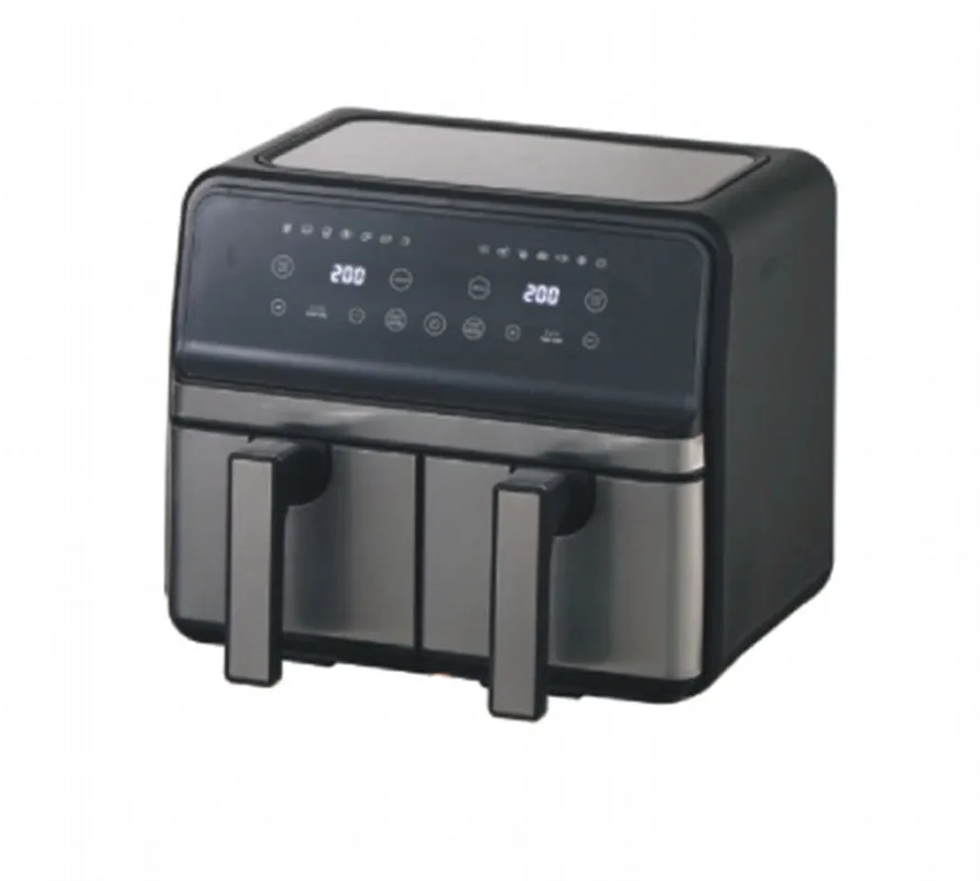 Household multi-function double pot air fryer 8L stainless steel with touch screen and dual baskets