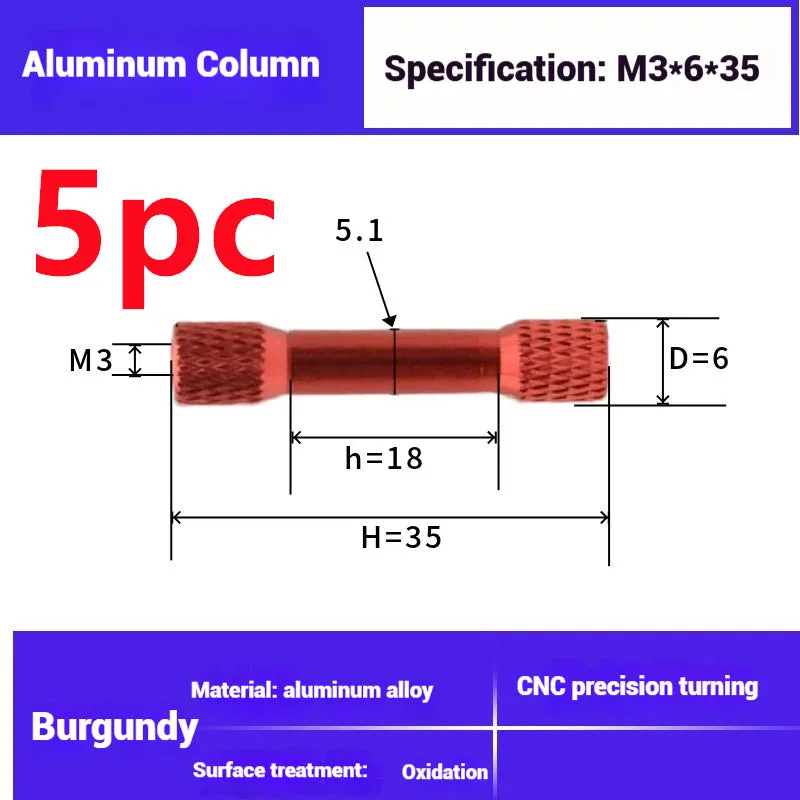 Aluminium alloy non-slip M3 column for FPV rack mesh mounting, multiple lengths and colours
