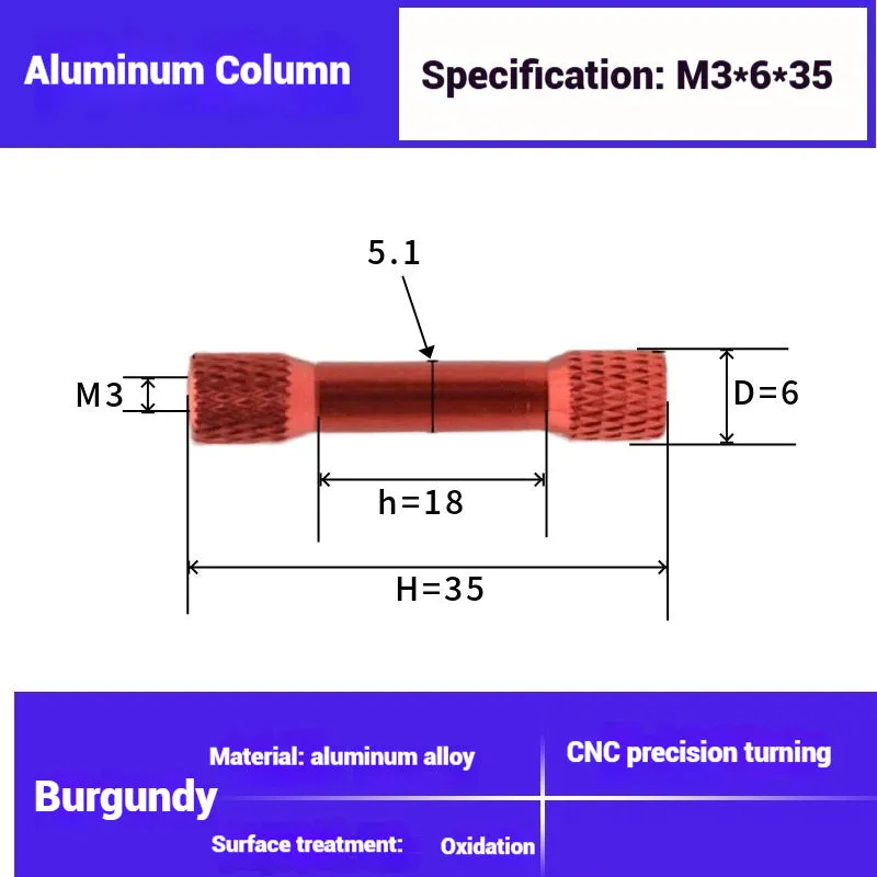 Aluminium alloy non-slip M3 column for FPV rack mesh mounting, multiple lengths and colours