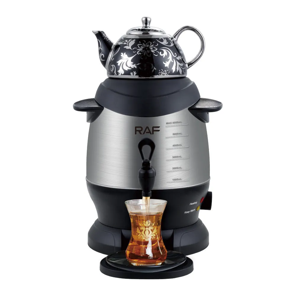 Double-layer stainless steel kettle 6L black with button operation and chassis heating