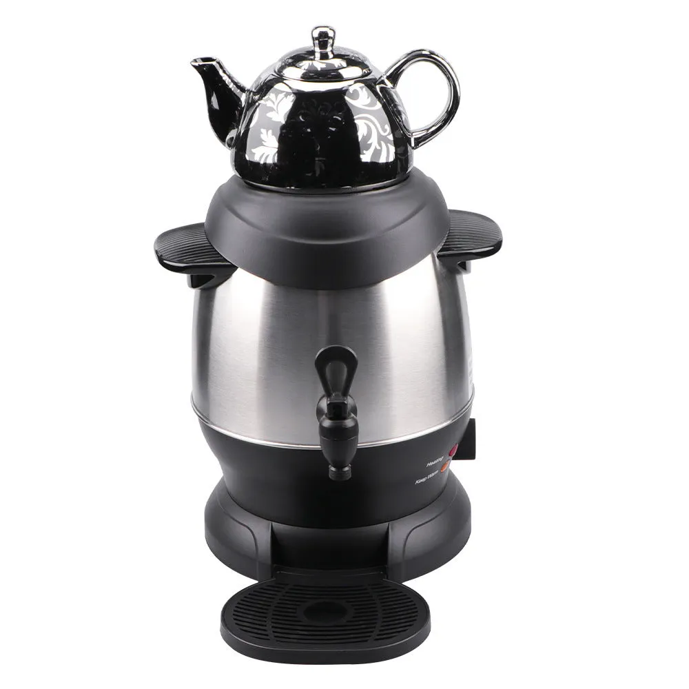 Double-layer stainless steel kettle 6L black with button operation and chassis heating