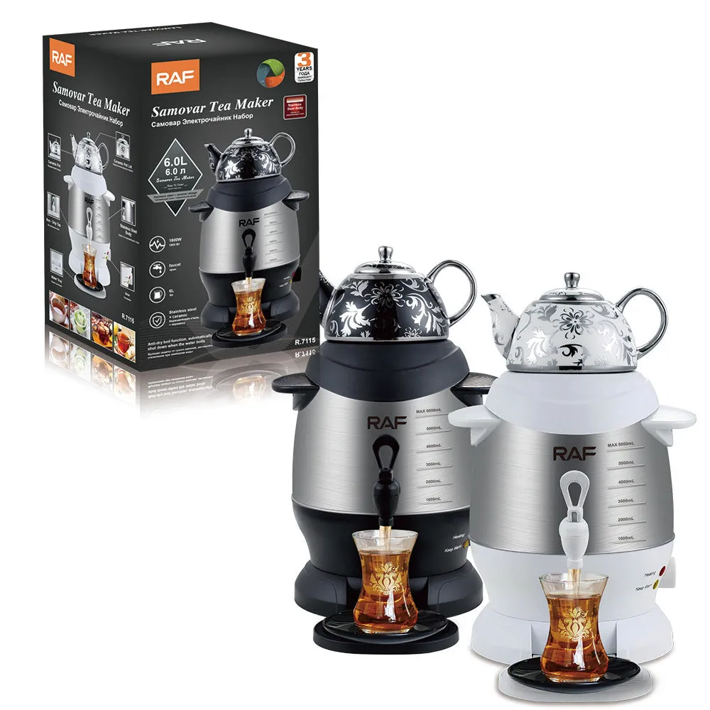 Double-layer stainless steel kettle 6L black with button operation and chassis heating