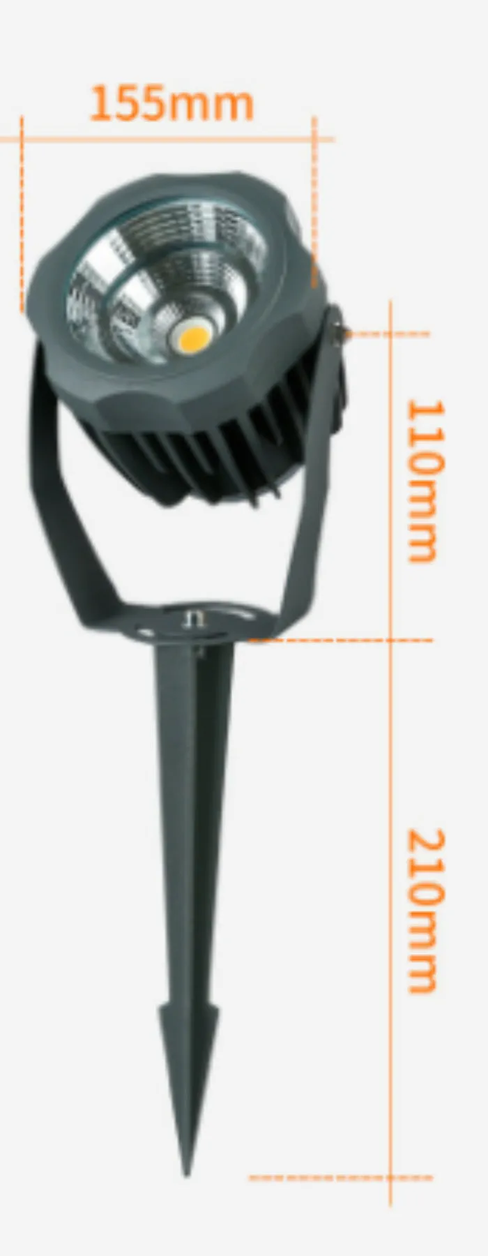 Outdoor waterproof LED spotlight with aluminium shell and colour-changing light for tree illumination