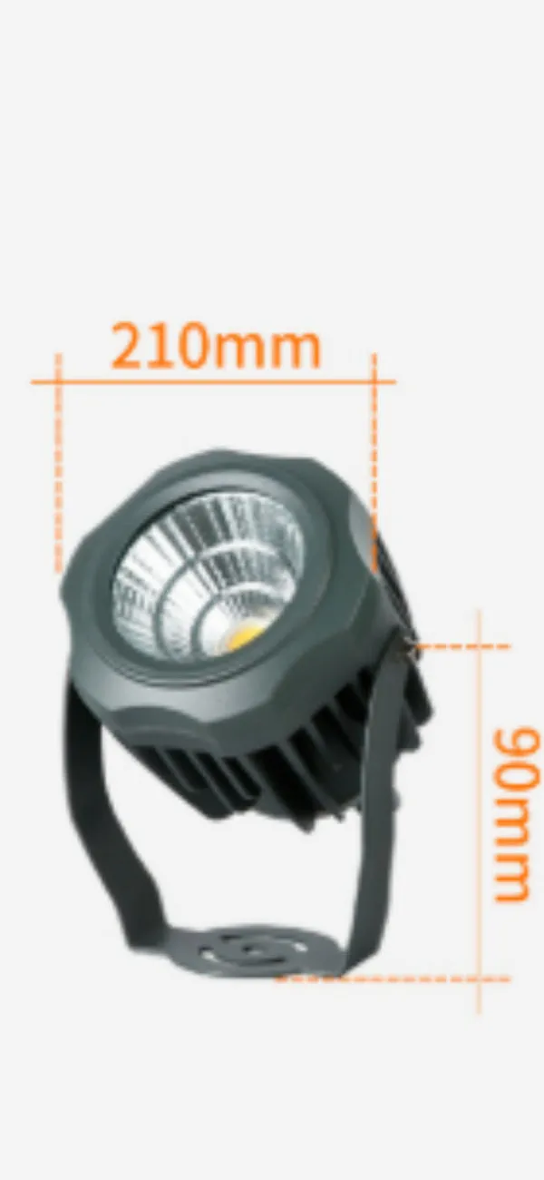 Outdoor waterproof LED spotlight with aluminium shell and colour-changing light for tree illumination