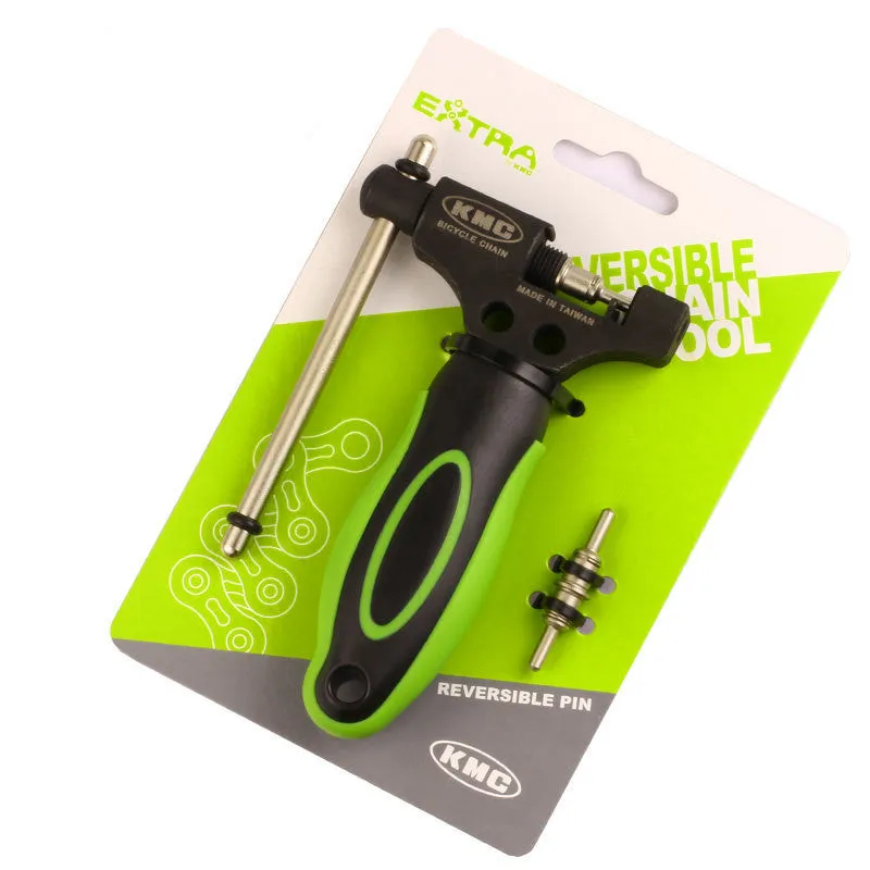 Green steel bicycle chain cutter tool with double shaft mechanism for chain maintenance