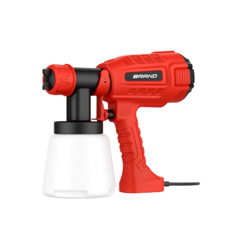 Red 450W electric spray gun with three nozzles and 1.7-metre wire on a white background