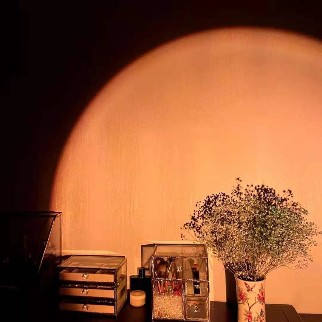 USB rechargeable rainbow sunset projection lamp with push-button switch