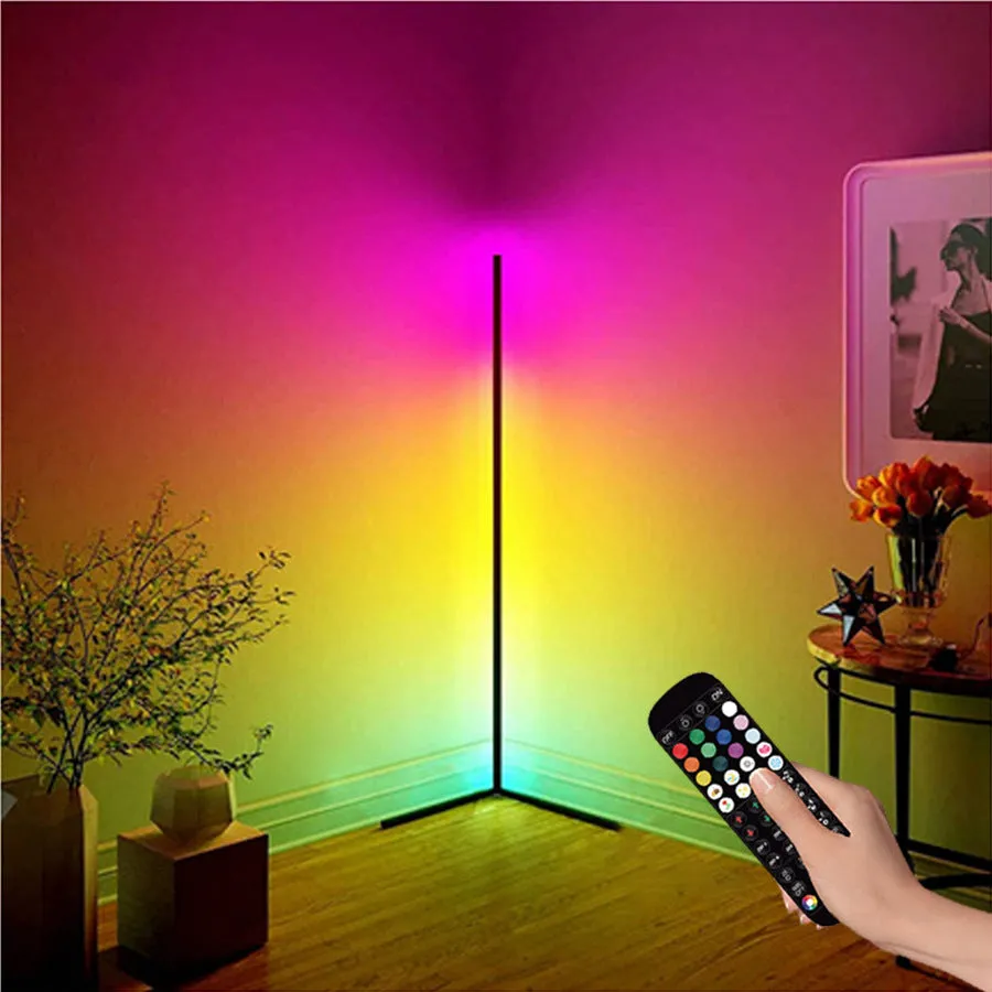 Black Symphony RGB floor lamp with aluminium body and silicone shade