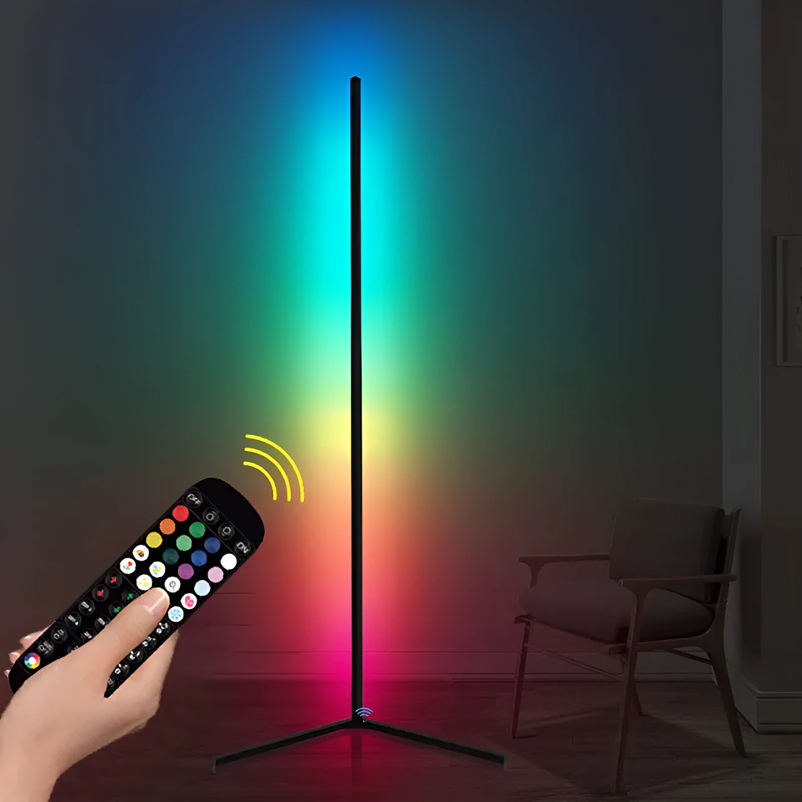 Black Symphony RGB floor lamp with aluminium body and silicone shade