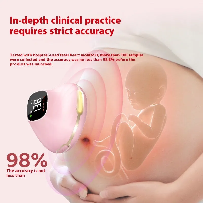 Pink one-piece portable foetus ECG monitor with USB charging cable for home maternity use