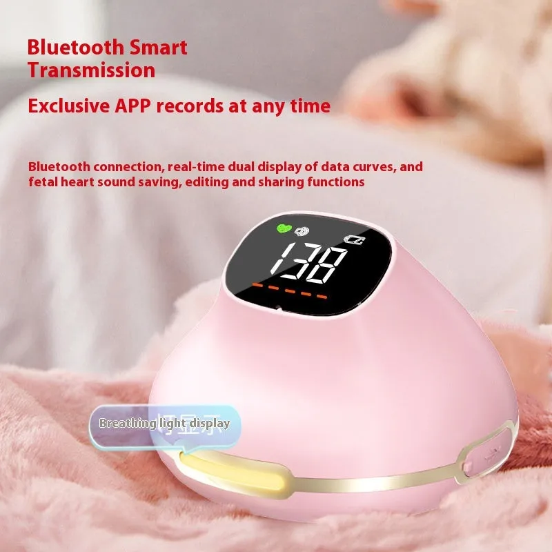 Pink one-piece portable foetus ECG monitor with USB charging cable for home maternity use