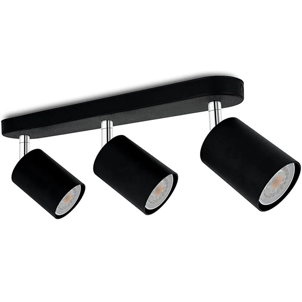 Ceiling anti-glare lamp with aluminium shell in white finish, three-head configuration, modern style