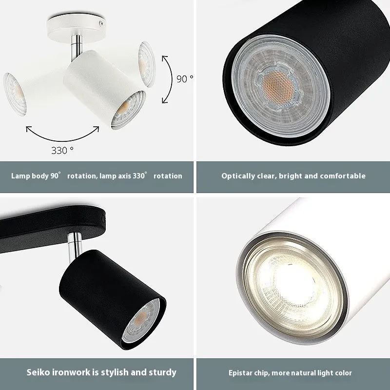 Ceiling anti-glare lamp with aluminium shell in white finish, three-head configuration, modern style