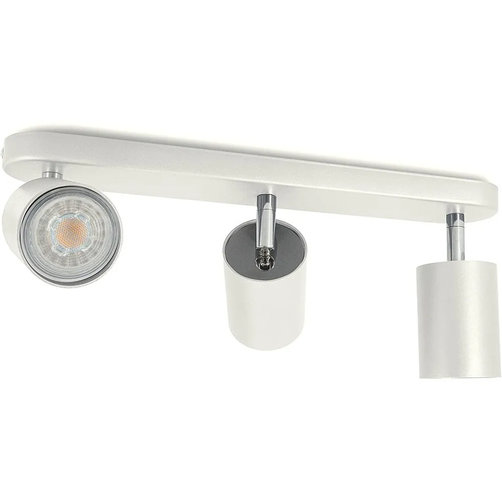 Ceiling anti-glare lamp with aluminium shell in white finish, three-head configuration, modern style