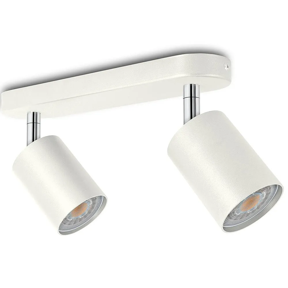 Ceiling anti-glare lamp with aluminium shell in white finish, three-head configuration, modern style