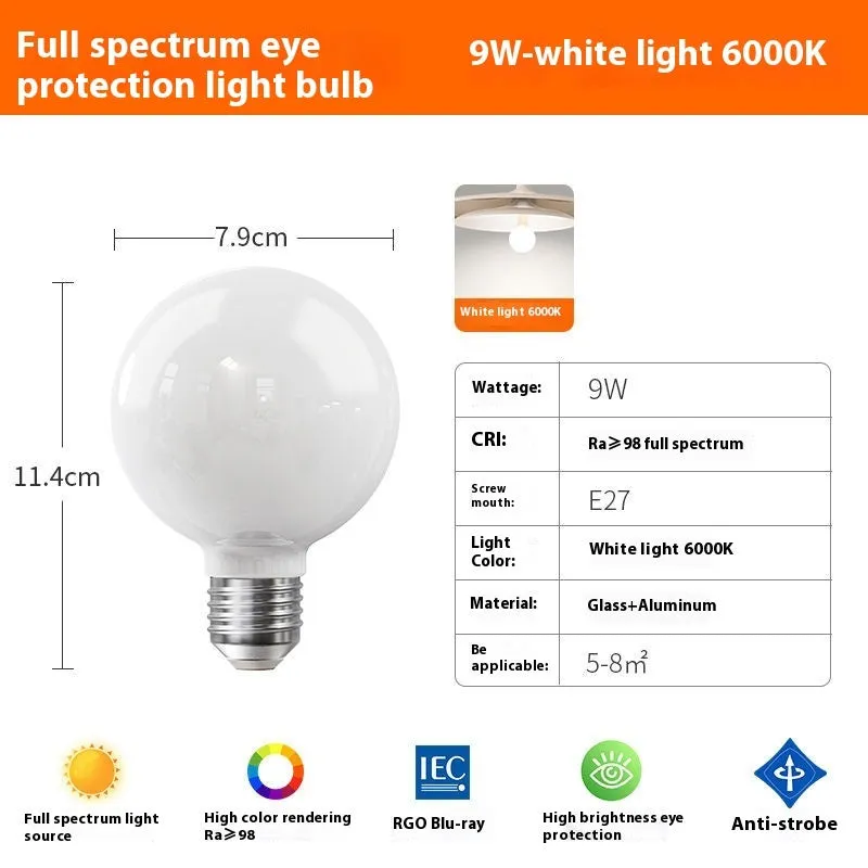 E27 LED bulb with full spectrum globe, 3W-15W tricolor variable light for bedroom eye protection