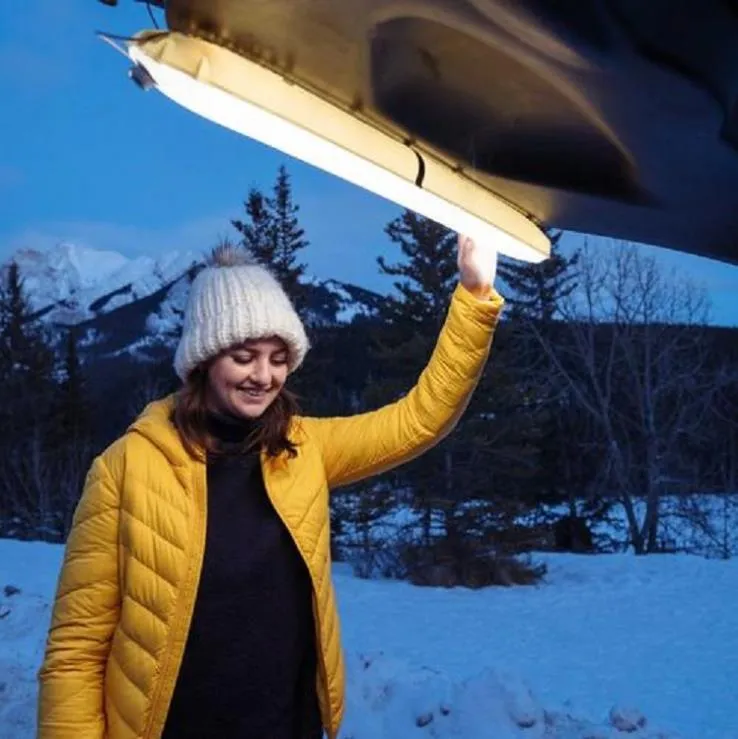 Portable inflatable folding camping lamp with USB power, 70-95 LEDs, 1600-2200 lumens, PVC, Army Green or Blue, 65cm or 85cm