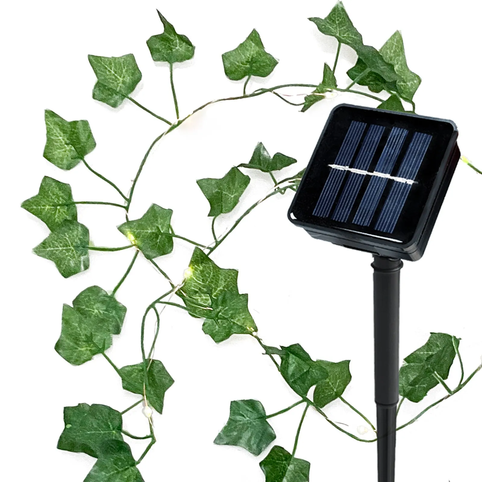 Solar rattan ivy sweet potato leaf garden string lights with copper wire and IP65 outdoor protection