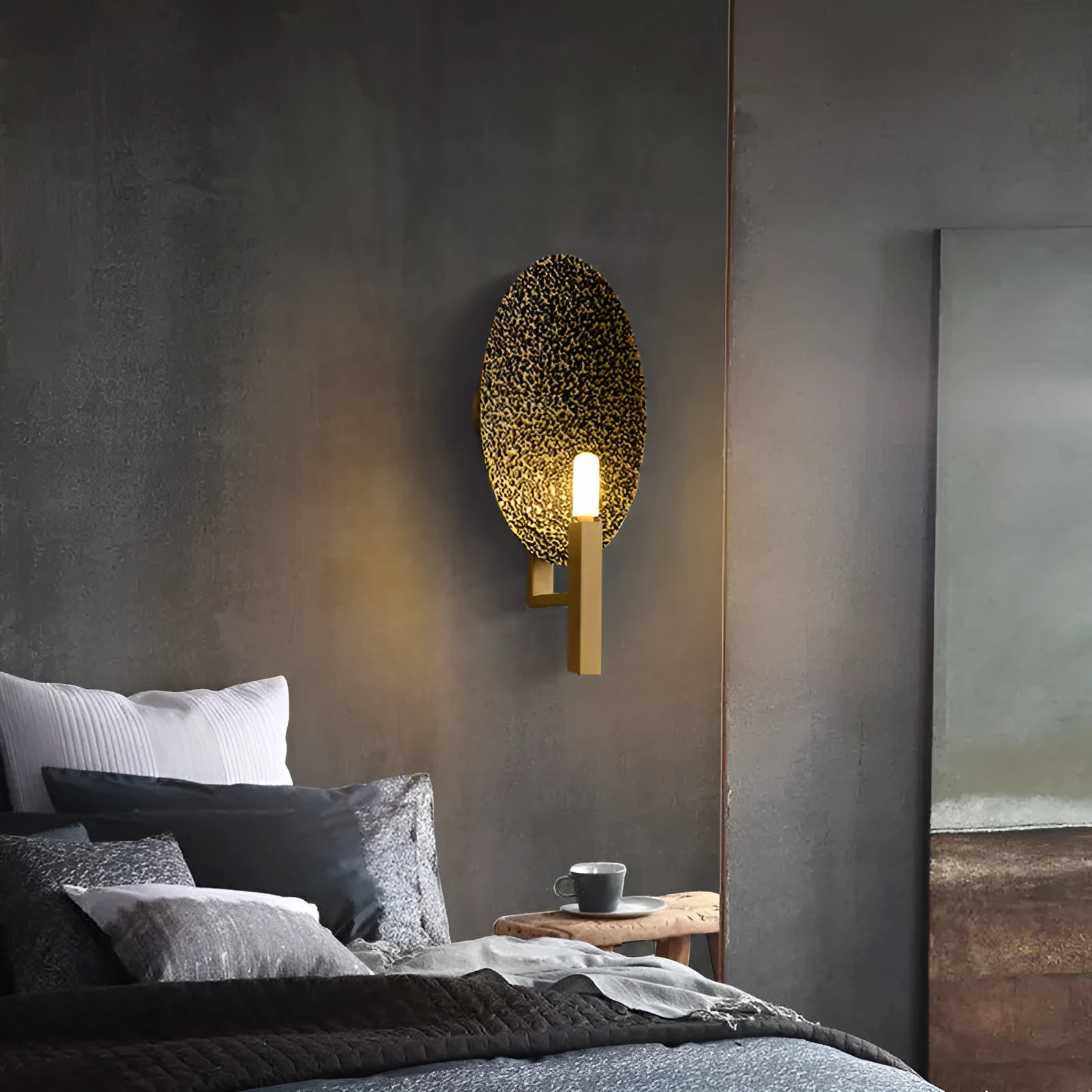 Creative art copper decorative wall lamp with warm light, post-modern style for indoor use