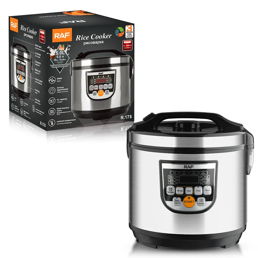 5L multifunctional rice cooker with LCD display, button control, colour R178, aluminium alloy lining