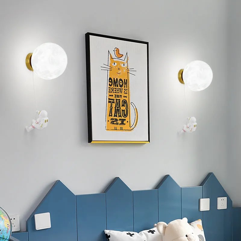 Children's room moon wall lamp modern minimalist Nordic 15cm diameter LED light fixture